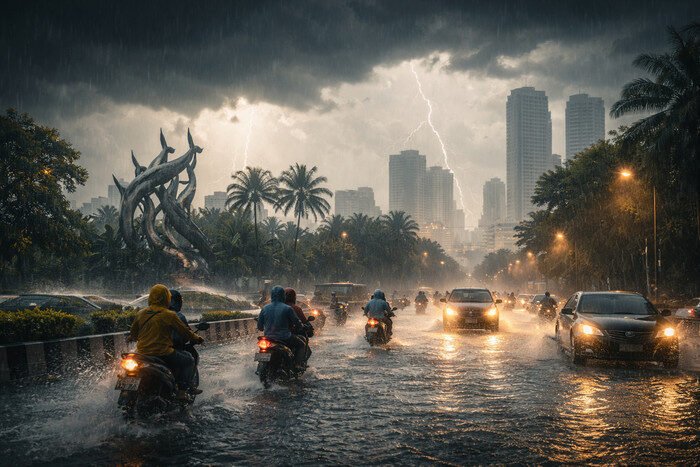 BMKG Juanda menetapkan hampir seluruh wilayah Jawa Timur dalam status waspada cuaca ekstrem hingga akhir Desember 2025.