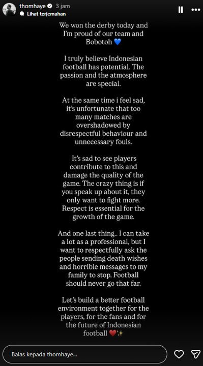 Usai Laga Persib vs Persija, Thom Haye Ungkap Keluarga Terima Ancaman Pembunuhan 2 Thom Haye