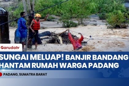Padang Mencekam Sungai Batang Pasa Lalang Meluap, Banjir Bandang Hantam Pemukiman & Warga Dievakuasi