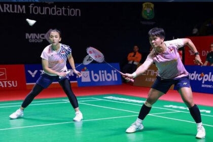 Ganda putri Indonesia Febriana Dwipuji Kusuma/Meilysa Trias Puspitasari tersingkir di 16 besar Indonesia Masters 2026 usai kalah dari pasangan Jepang di Istora Senayan.