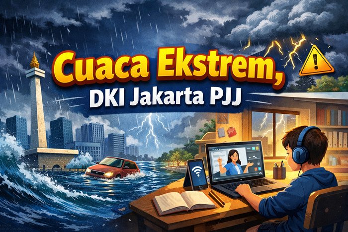 Cuaca ekstrem mendorong Pemprov DKI Jakarta memberlakukan pembelajaran jarak jauh demi keselamatan peserta didik.