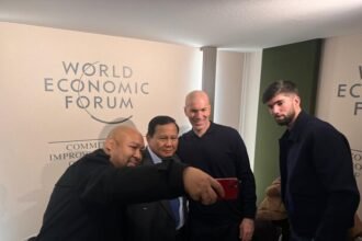 Presiden Prabowo Subianto bertemu legenda sepak bola dunia Zinedine Zidane di sela World Economic Forum 2026 di Davos, Swiss.