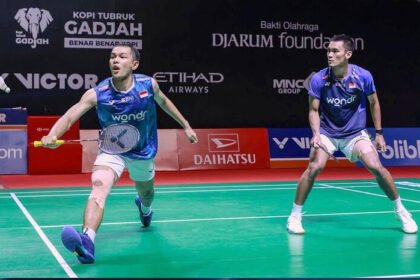 Fajar Alfian/Muhammad Shohibul Fikri sukses menyingkirkan Leo Rolly Carnando/Bagas Maulana di babak 16 besar Indonesia Masters 2026.
