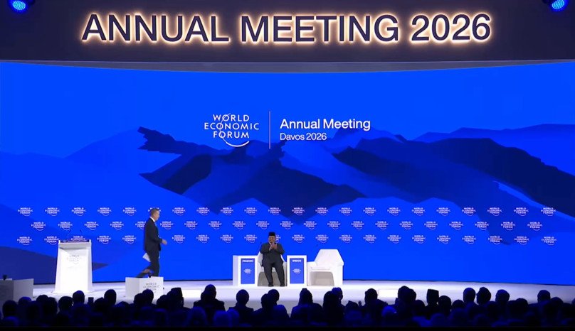 Prabowo Subianto berbicara di World Economy Forum 2026 Davos menegaskan Danantara sebagai mitra setara investor global.