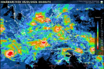 BMKG merinci prakiraan cuaca ibu kota provinsi per wilayah pada Senin, 5 Januari 2026.