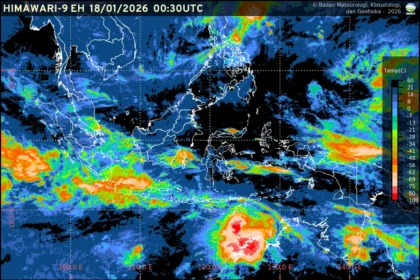Prakiraan cuaca ibu kota provinsi se-Indonesia Minggu, 18 Januari 2026, menunjukkan potensi hujan dan petir di sejumlah wilayah.