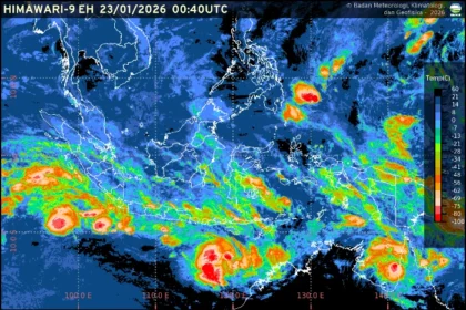 Prakiraan cuaca ibu kota provinsi di Indonesia pada Jumat, 23 Januari 2026 menunjukkan dominasi hujan ringan hingga sedang di berbagai wilayah.
