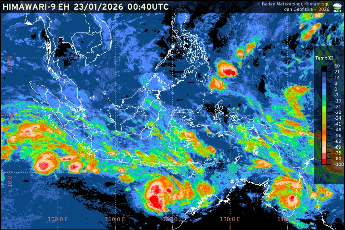 Prakiraan cuaca ibu kota provinsi di Indonesia pada Jumat, 23 Januari 2026 menunjukkan dominasi hujan ringan hingga sedang di berbagai wilayah.