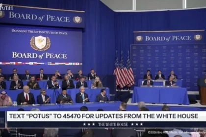 Presiden Prabowo Subianto dalam pertemuan perdana Dewan Perdamaian di Washington DC, Kamis (19/2/2026. (Sumber: Bidik layar)