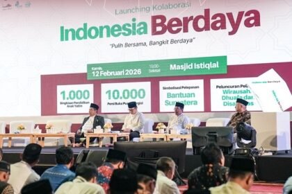 Momen peluncuran Gerakan Indonesia Berdaya di Masjid Istiqlal, Jakarta, Kamis (12/2/2026).