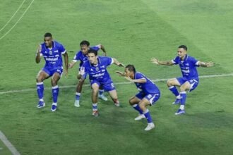 Persib Bandung merayakan gol kemenangan ke gawang Malut United di Stadion GBLA, Jumat (6/2/2026).