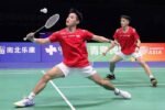 Ganda putra Indonesia Raymond Indra/Nikolaus Joaquin saat tampil di semifinal BATC 2026 melawan Jepang.