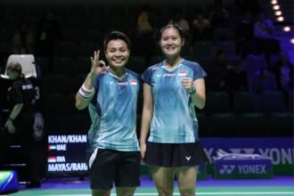 Pasangan ganda putri Lanny Tria Mayasari/Apriyani Rahayu akan menantang unggulan ke-5 asal Jepang Kaho Osawa/Mai Tanabe di babak 16 besar German Open 2026 pada Kamis (26/2/2026) malam WIB. (Foto: PBSI)