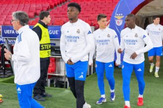 Skuad Real Madrid bersiap menghadapi Benfica pada leg pertama playoff Liga Champions, 17 Februari 2026.