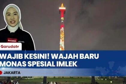 MONAS KEREN BANGET! Video Mapping & Air Mancur Menari Spesial Imlek 2026 Diserbu Warga