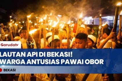 BEKASI MERIAH! Ratusan Warga Sukadanau Jalan Kaki 5 KM Gelar Pawai Obor Sambut Ramadan 1447 H