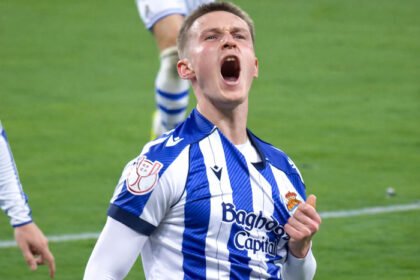 Selebrasi Benat Turrientes menjadi momen penentu kemenangan Real Sociedad atas Athletic Bilbao di leg pertama semifinal Copa del Rey.