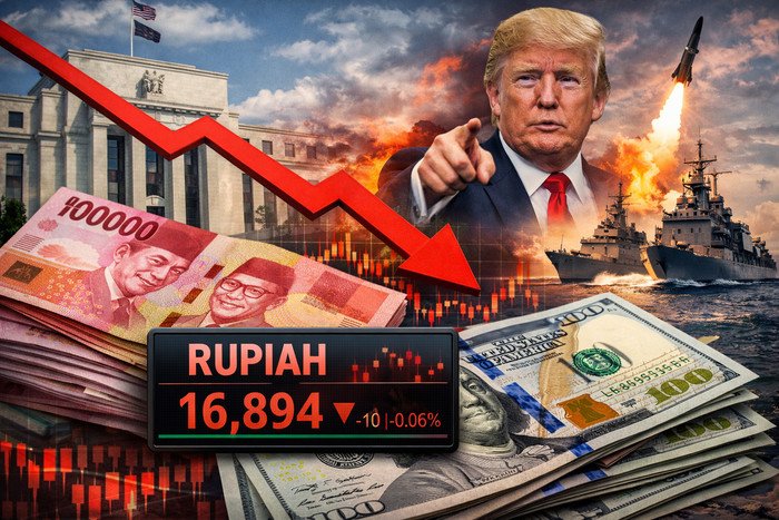 Rupiah tertekan ke level Rp16.894 per dolar AS setelah risalah The Fed menunjukkan perbedaan pandangan soal arah suku bunga.