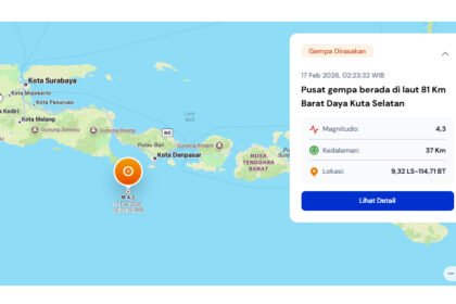 Getaran ringan mengguncang Bali dini hari ini, gempa magnitudo 4,3 berpusat di laut barat daya Kuta Selatan tanpa potensi tsunami.