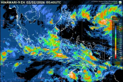 BMKG memetakan kondisi cuaca ibu kota provinsi se-Indonesia pada Senin 2 Februari 2026 dengan dominasi hujan ringan hingga hujan petir.