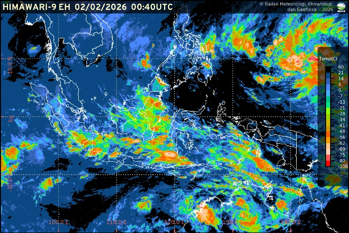 BMKG memetakan kondisi cuaca ibu kota provinsi se-Indonesia pada Senin 2 Februari 2026 dengan dominasi hujan ringan hingga hujan petir.