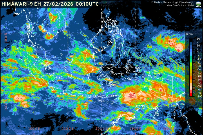 Prakiraan cuaca BMKG 27 Februari 2026 menunjukkan mayoritas ibu kota provinsi di Indonesia berpotensi diguyur hujan dengan intensitas beragam.