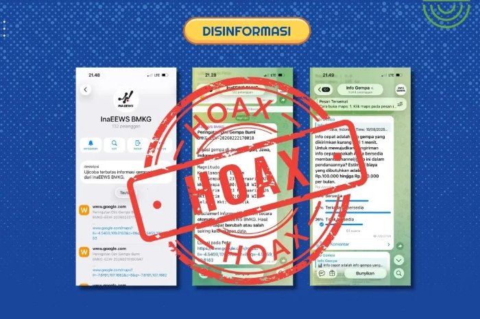 BMKG menegaskan akun Telegram yang mengatasnamakan InaEEWS adalah ilegal karena sistem peringatan dini gempa masih tahap uji coba terbatas.