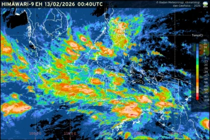 Cuaca di ibu kota provinsi Indonesia untuk Jumat, 13 Februari diprediksi bervariasi dari berawan tebal hingga potensi hujan ringan hingga sedang.