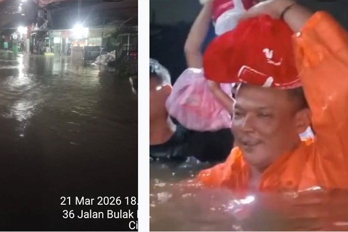 Evakuasi dramatis warga terdampak banjir di Cibubur saat genangan air mencapai lebih dari satu meter.