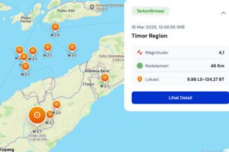 Gempa magnitudo 4,1 mengguncang wilayah Timor, NTT BMKG rilis data real-time aktivitas seismik.