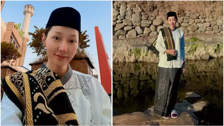 Lebaran di Korea Selatan, Lucinta Luna Tampil Berpeci dan Sarung di Masjid Central Seoul