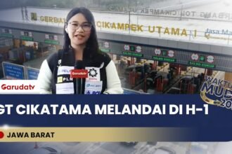 H-1 Lebaran, Arus Mudik di Gerbang Tol Cikatama Terpantau Lengang
