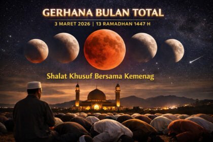 Kemenag mengimbau umat Islam melaksanakan shalat khusuf saat Gerhana Bulan Total 3 Maret 2026 yang bertepatan dengan 13 Ramadhan 1447 H.