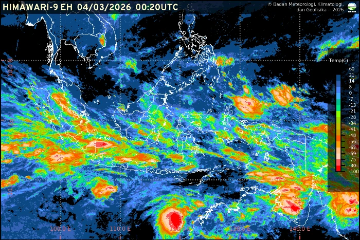 BMKG merilis prakiraan cuaca ibu kota provinsi 4 Maret 2026 dengan potensi hujan ringan hingga petir di berbagai wilayah Indonesia.