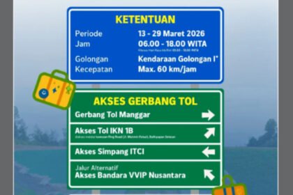 Tol IKN dibuka secara fungsional selama periode mudik Lebaran 2026 untuk membantu kelancaran arus kendaraan menuju kawasan Ibu Kota Nusantara.