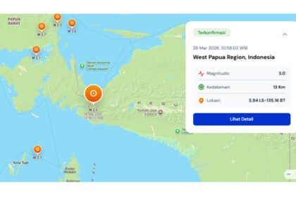 Gempa terkini Papua Barat magnitudo 3,0 terjadi beruntun, BMKG rilis data lengkap lokasi dan kedalaman.