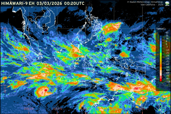 BMKG merilis prakiraan cuaca ibu kota provinsi 3 Maret 2026 dengan dominasi hujan ringan hingga petir di berbagai wilayah Indonesia.