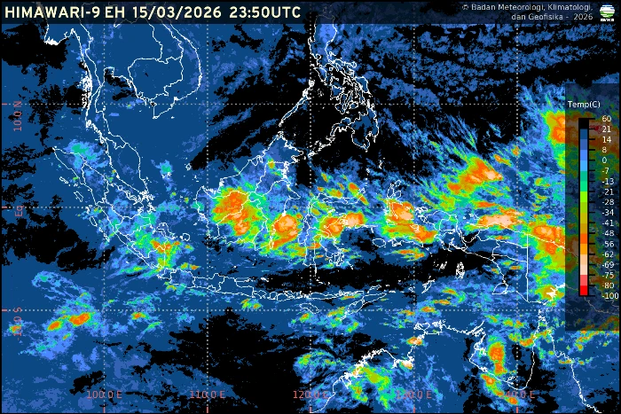 Prakiraan cuaca Indonesia 16 Maret 2026 menunjukkan mayoritas ibu kota provinsi berpotensi mengalami hujan ringan hingga sedang menurut BMKG.