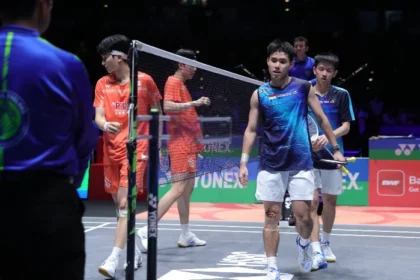Raymond Indra/Nikolaus Joaquin menimba pengalaman penting setelah menghadapi pasangan nomor satu dunia Kim Won Ho/Seo Seung Jae di semifinal All England 2026.