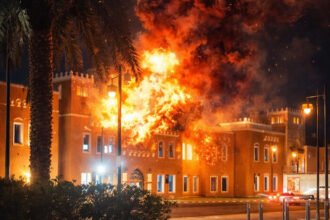 Serangan dua drone picu kebakaran terbatas di Kedutaan Besar AS di Riyadh di tengah meningkatnya ketegangan Iran dan negara-negara Teluk.