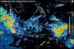 Visualisasi citra satelit prakiraan cuaca Indonesia yang menunjukkan dominasi awan hujan di berbagai wilayah pada 1 April 2026. (Foto: BMKG)