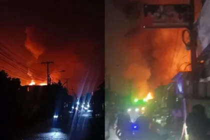 Breaking News! Gudang LPG di Mustikajaya Bekasi Terbakar, Listrik Padam Total