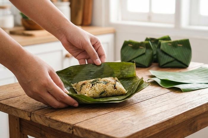 Solusi Atasi Kenaikan Harga Plastik, Ini Alternatif Ramah Lingkungan yang Bisa Dipilih 2 ilustrasi makanan yang dibungkus daun pisang