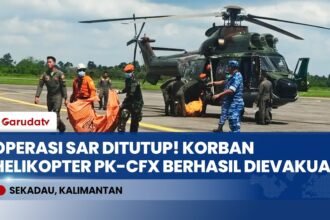 Operasi SAR Helikopter PK-CFX Resmi Ditutup, 8 Korban Dievakuasi