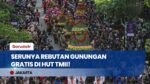 SERU BANGET! Ratusan Warga Rebutan Gunungan Hasil Bumi di HUT Ke-51 TMII, Semua Boleh Ambil Gratis!