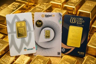 Harga emas Pegadaian hari ini menunjukkan pergerakan fluktuatif pada produk UBS, Antam, dan Galeri24.