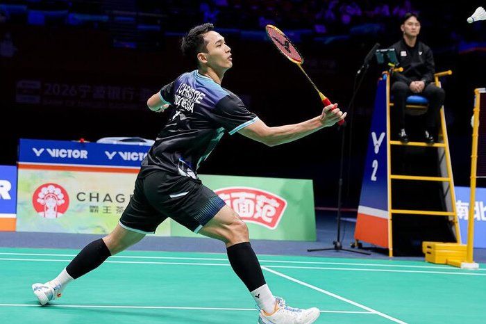 Jonatan Christie tersingkir di perempat final BAC 2026 usai kalah dari Ayush Shetty dalam dua gim langsung.