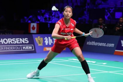Putri Kusuma Wardani membuka keunggulan Indonesia atas Taiwan di laga penentuan juara Grup C Piala Uber 2026.