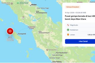 Gempa magnitudo 5,9 mengguncang Nias Utara dini hari dan dirasakan hingga Tapanuli Tengah.