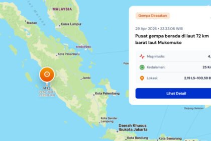 Gempa M 4,2 guncang barat Sumatra tengah malam, terasa hingga Kerinci dan Pulau Pagai, warga diminta tetap waspada.